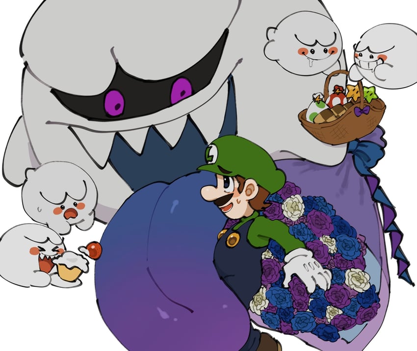 luigi, boo, and king boo (mario and 1 more) drawn by mimimi_(mimimim9999)