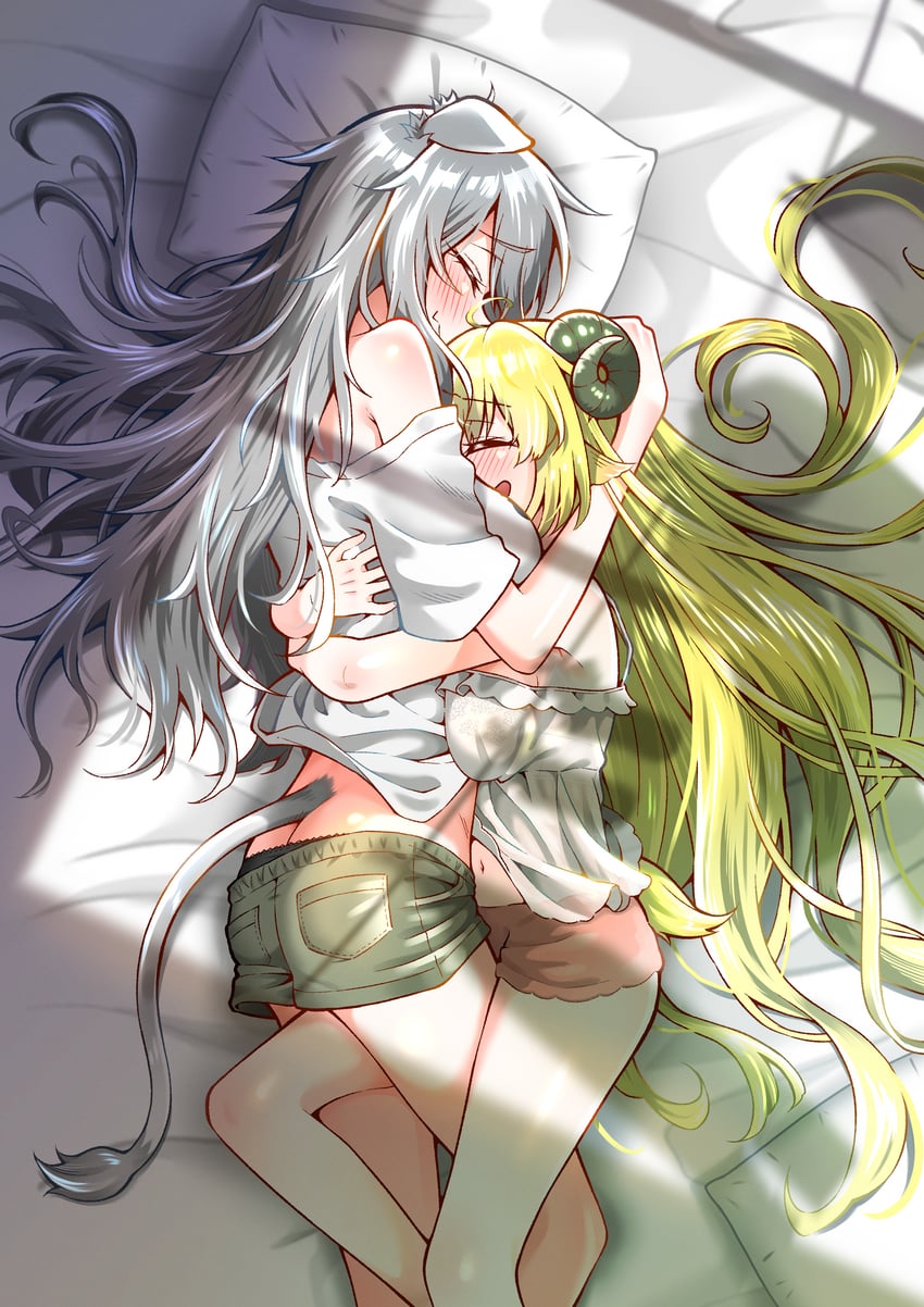 shishiro botan and tsunomaki watame (hololive) drawn by light_leo