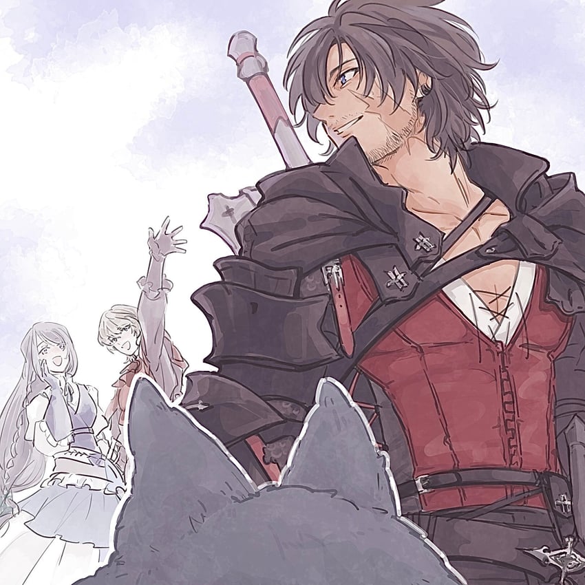 clive rosfield, jill warrick, joshua rosfield, and torgal (final fantasy and 1 more) drawn by kuri6_4