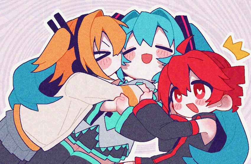 hatsune miku, kasane teto, and adachi rei (vocaloid and 2 more) drawn by banananosongen