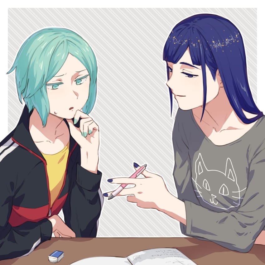 phosphophyllite and lapis lazuli (houseki no kuni) drawn by tea_oden