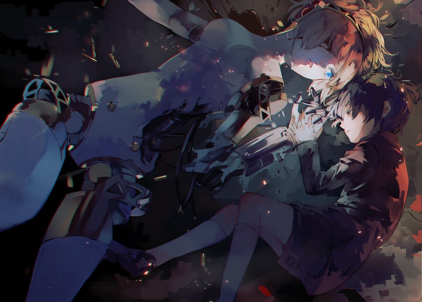 yuuki makoto and aigis (persona and 1 more) drawn by syokuuuuuuuuumura