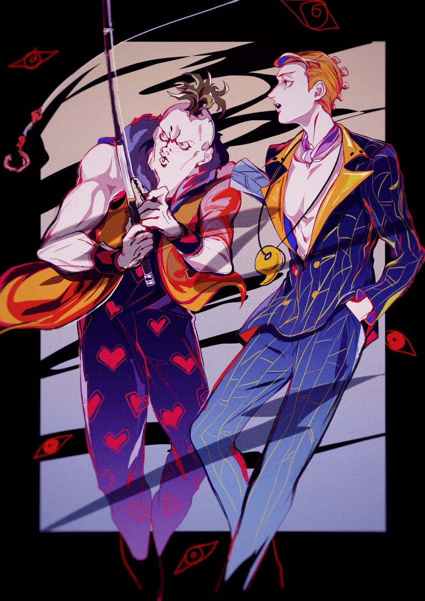 prosciutto, pesci, and beach boy (jojo no kimyou na bouken and 1 more) drawn by mizudama