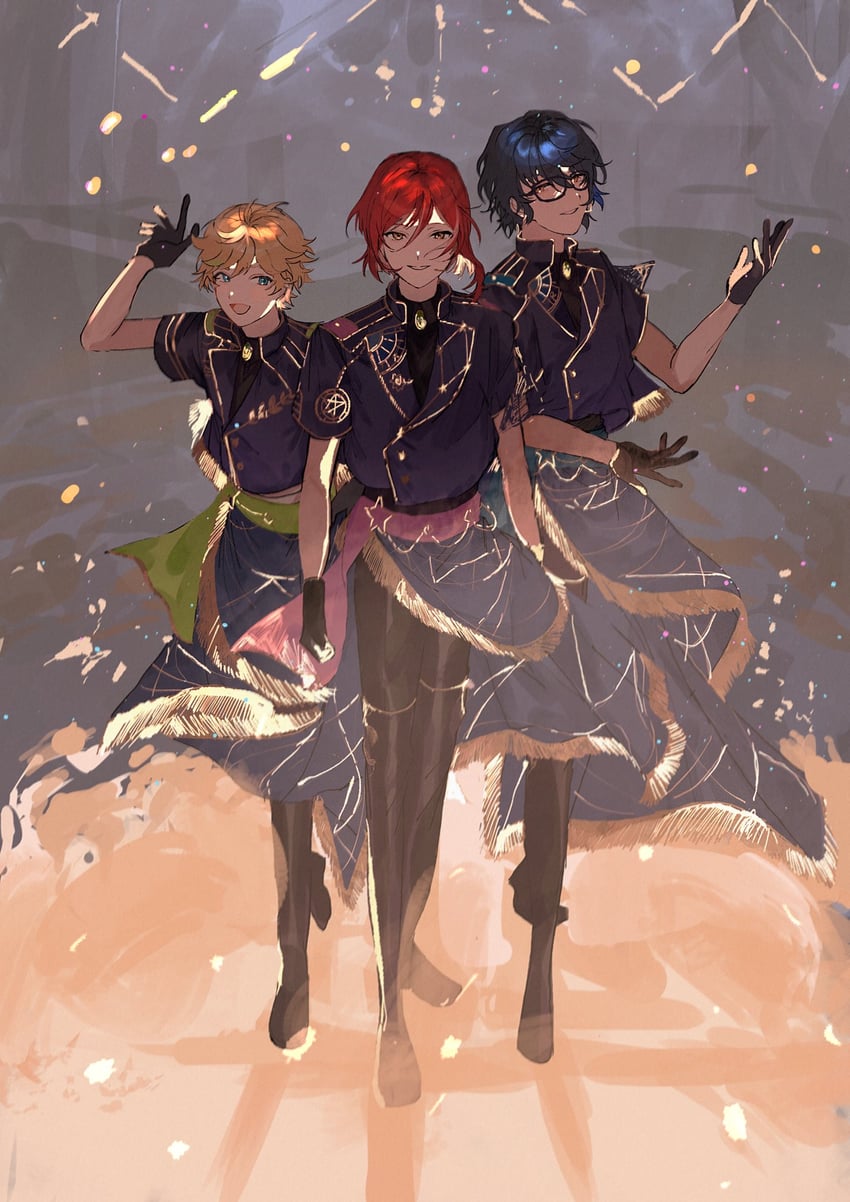 sakasaki natsume, harukawa sora, and aoba tsumugi (ensemble stars!) drawn by 22kolink