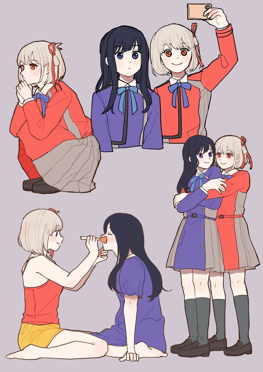 nishikigi chisato and inoue takina (lycoris recoil) drawn by kuro_gomaa