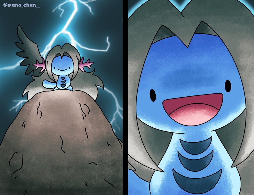 sephiroth and wooper (pokemon and 3 more) drawn by mana-chan