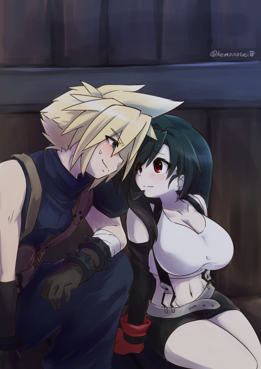 tifa lockhart and cloud strife (final fantasy and 2 more) drawn by chaotic_dragon
