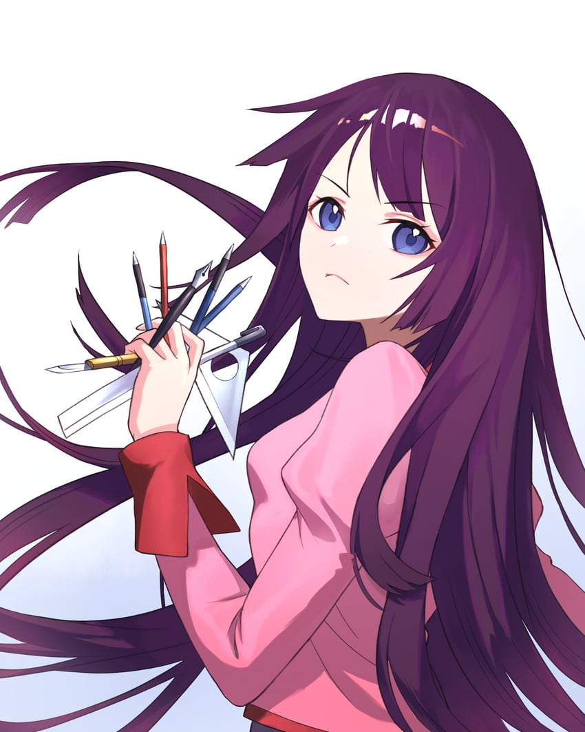 senjougahara hitagi (monogatari and 1 more) drawn by axokim