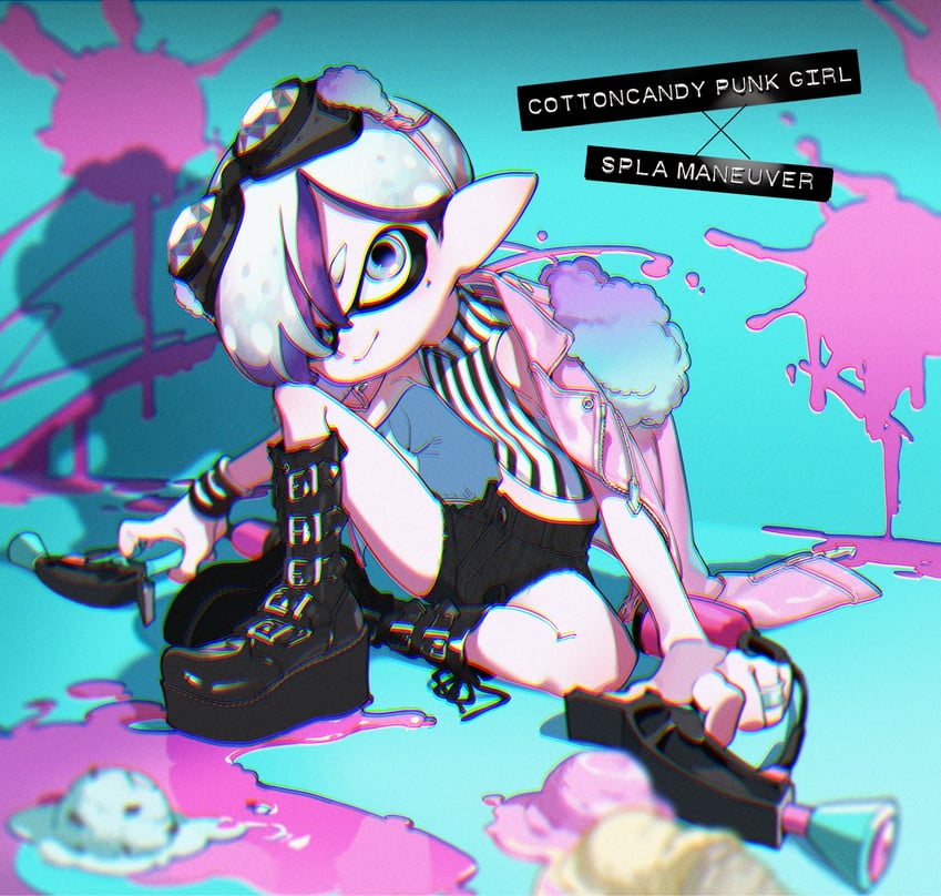 inkling player character and inkling girl (splatoon) drawn by yoneyama_mai