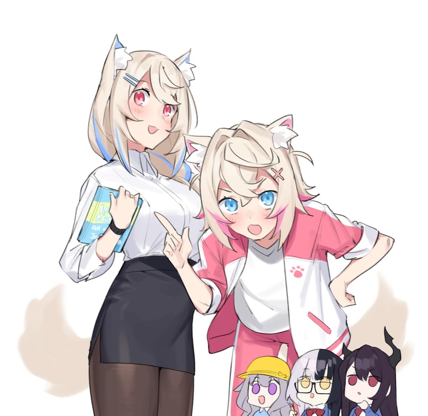 shiori novella, nerissa ravencroft, fuwawa abyssgard, mococo abyssgard, and koseki bijou (hololive and 1 more) drawn by dasdokter