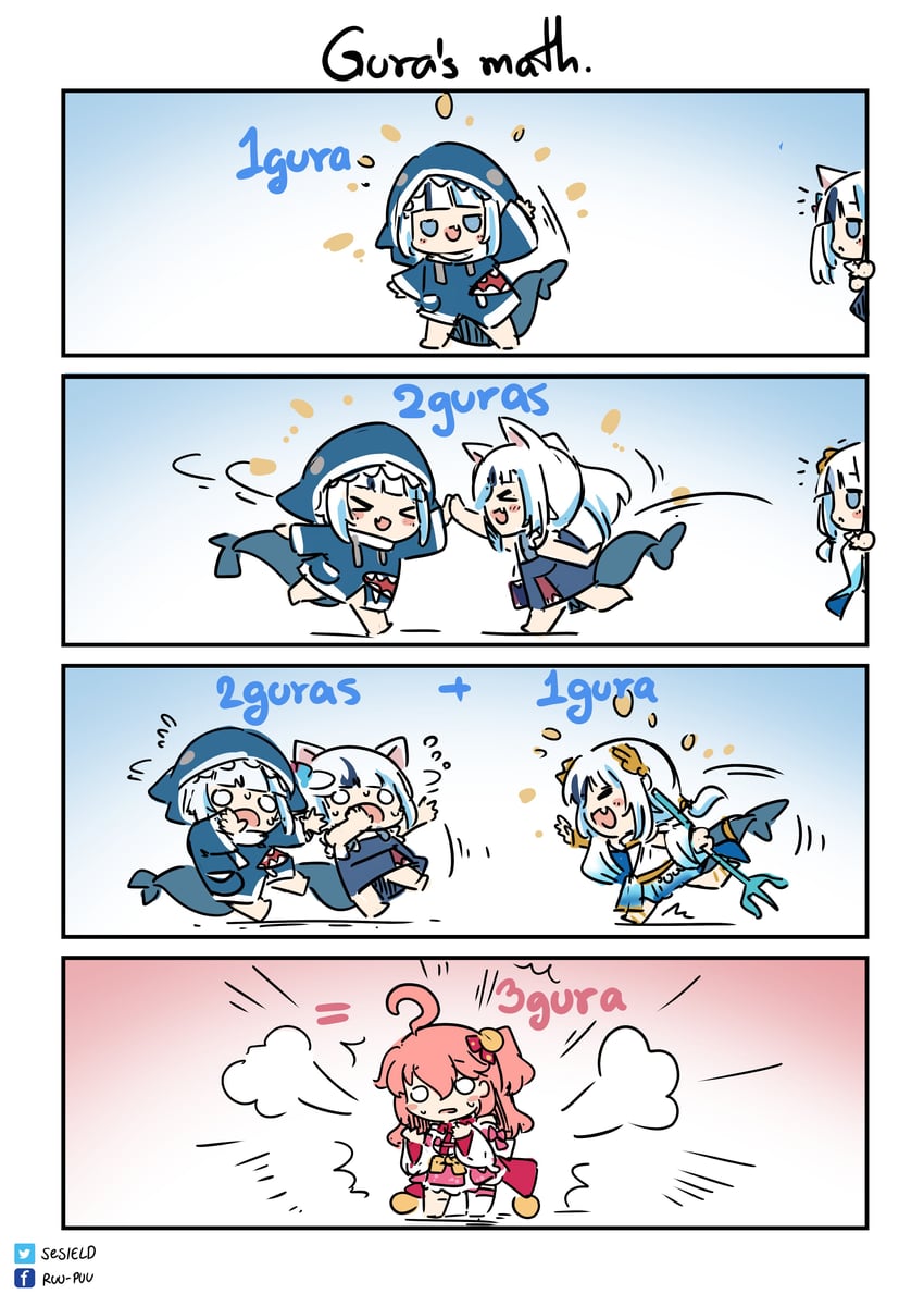 gawr gura and sakura miko (hololive and 1 more) drawn by sesield