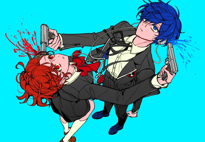 yuuki makoto and shiomi kotone (persona and 2 more) drawn by maha_0712