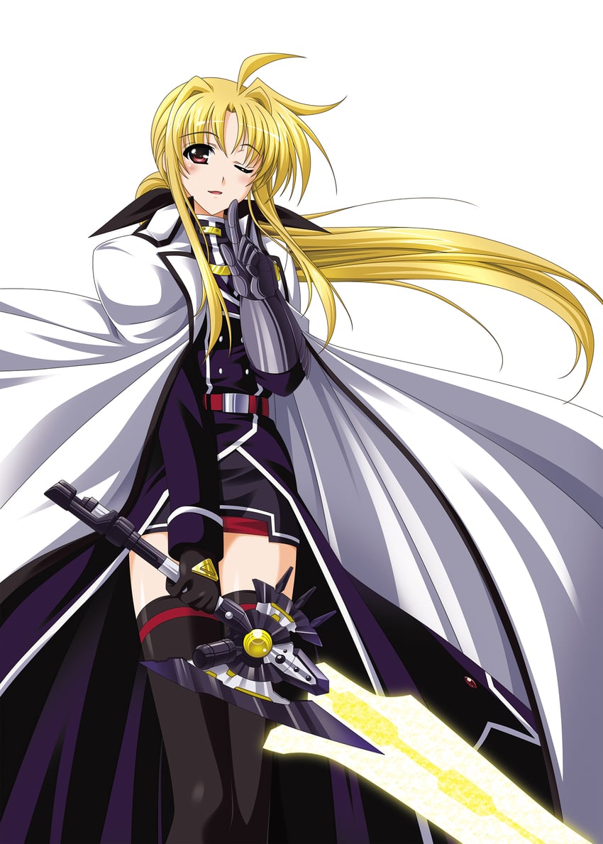 fate testarossa and bardiche (lyrical nanoha and 1 more) drawn by higa_yukari