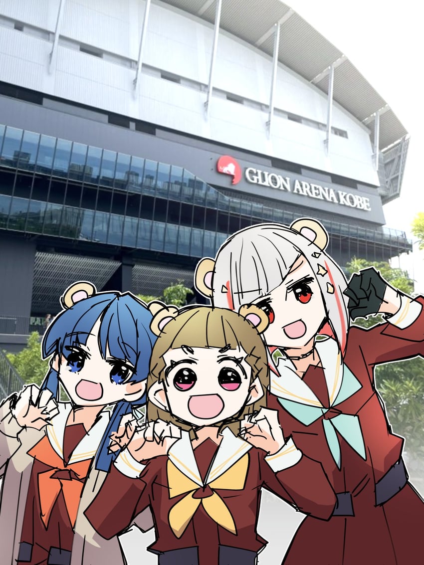 murano sayaka, yugiri tsuzuri, and kachimachi kosuzu (love live! and 1 more) drawn by kanduki_kamibukuro