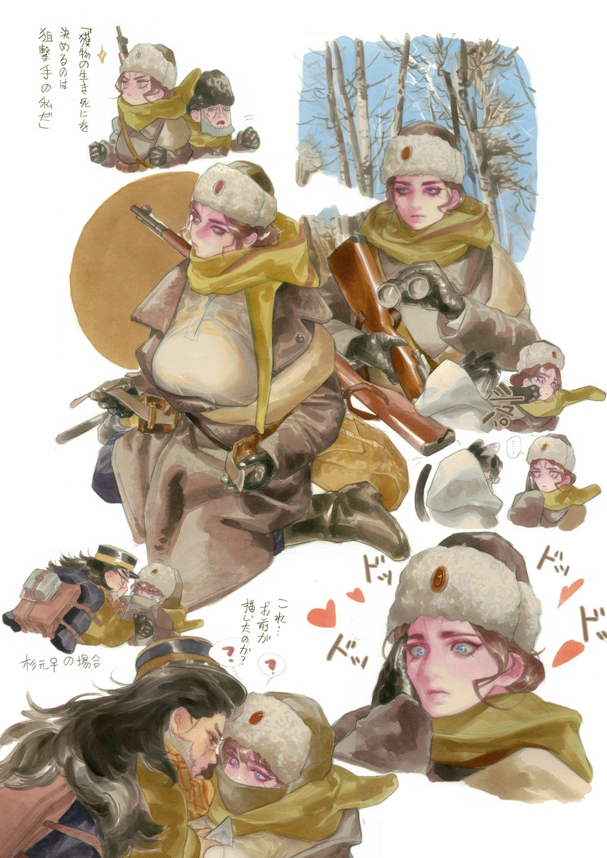 sugimoto saichi, ogata hyakunosuke, and vasily (golden kamuy) drawn by dima