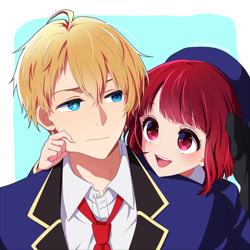arima kana and hoshino aquamarine (oshi no ko) drawn by mamezomzom