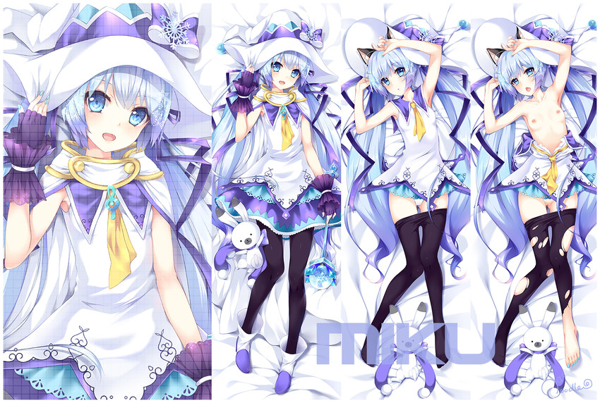 hatsune miku, yuki miku, and rabbit yukine (vocaloid and 1 more) drawn by noodle-y