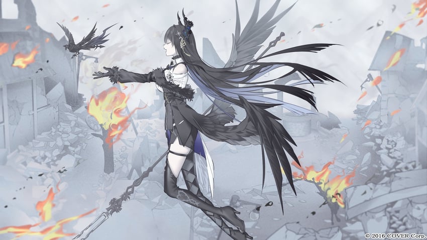 nerissa ravencroft and shadow (hololive and 1 more) drawn by kotarou_(kot_mochi)