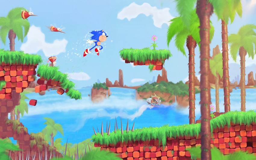 sonic the hedgehog, dr. eggman, classic sonic, and mosqui (sonic and 2 more) drawn by orioto