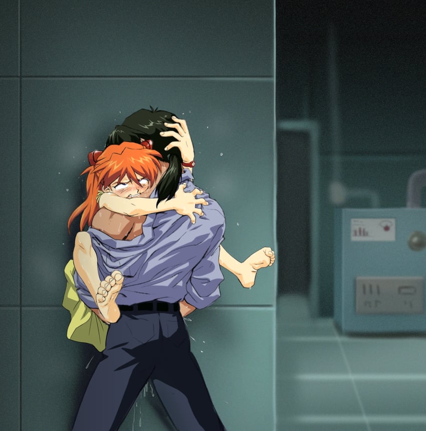souryuu asuka langley and kaji ryouji (neon genesis evangelion) drawn by amondetauro