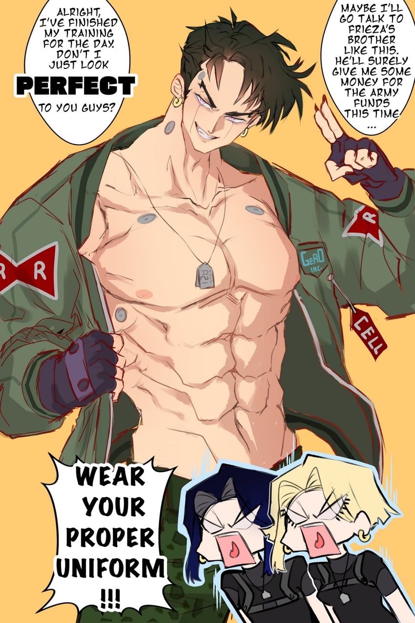 android 18, cell, perfect cell, and android 17 (dragon ball and 1 more) drawn by amiz06