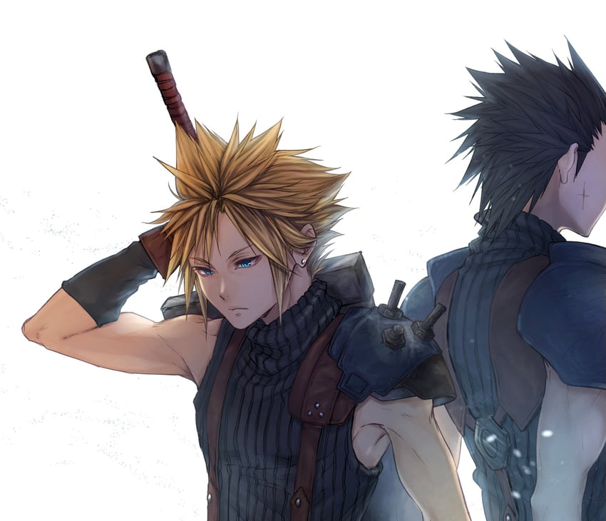 cloud strife and zack fair (final fantasy and 2 more) drawn by yako2025ilst
