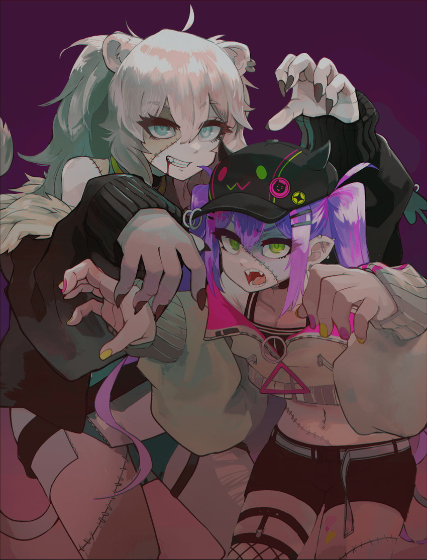 tokoyami towa and shishiro botan (hololive) drawn by mato_(target5260)