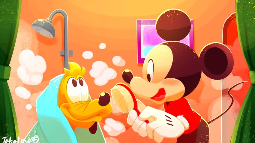 mickey mouse and pluto (mickey mouse & friends) drawn by takatmaorange
