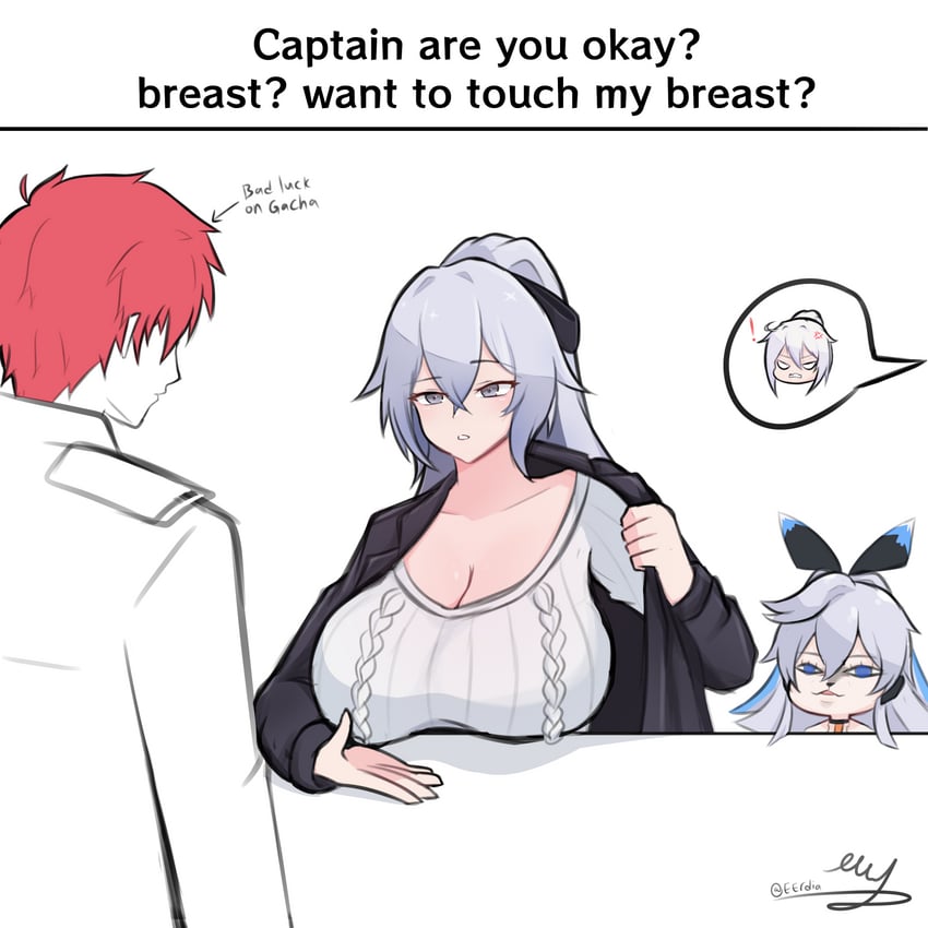 kiana kaslana, bronya zaychik, captain, and project bunny (honkai and 1 more) drawn by eruda_erudia