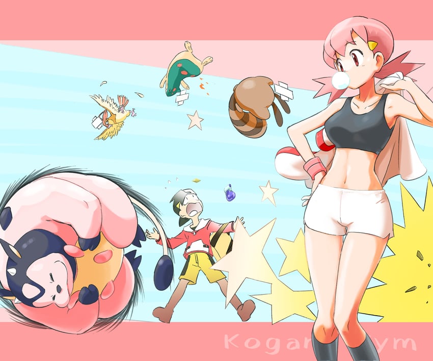 ethan, whitney, sentret, quilava, miltank, and 1 more (pokemon and 2 more) drawn by u4_99384295