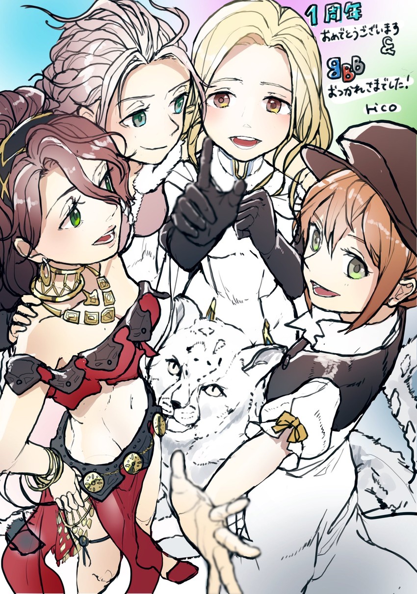 tressa colzione, ophilia clement, primrose azelhart, and h'aanit (octopath traveler and 1 more) drawn by rico_ot