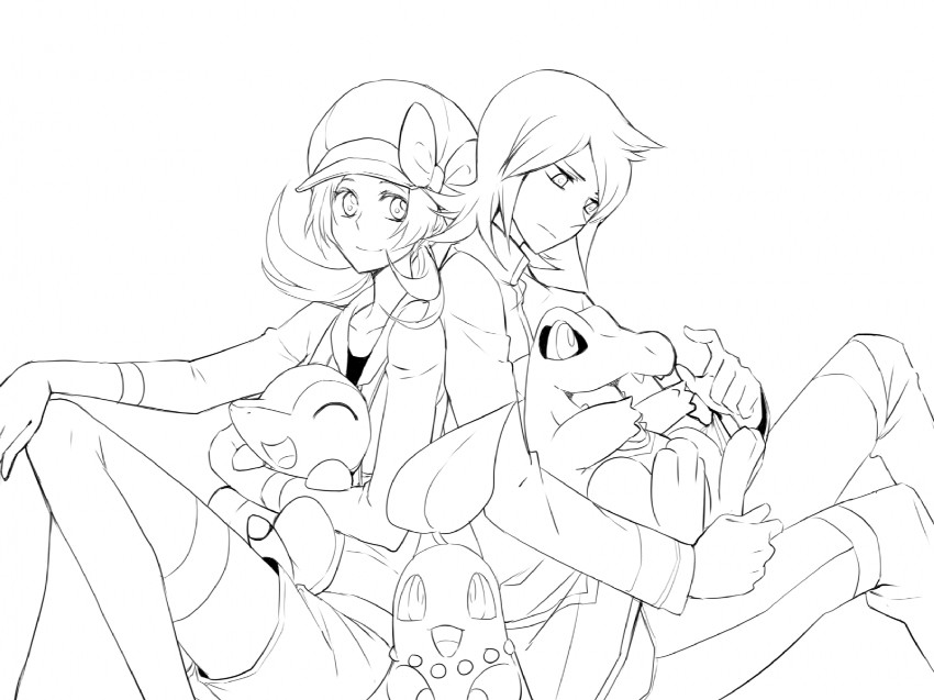 lyra, silver, cyndaquil, chikorita, and totodile (pokemon and 1 more) drawn by cezaria