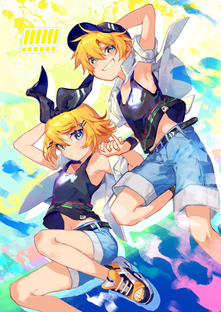 kagamine rin and kagamine len (vocaloid) drawn by yamada_ichi