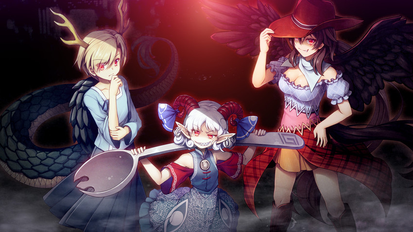 kicchou yachie, kurokoma saki, and toutetsu yuuma (touhou) drawn by chima_q
