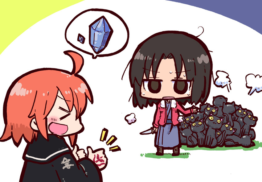 fujimaru ritsuka and ryougi shiki (fate and 2 more) drawn by kasuga_yuuki