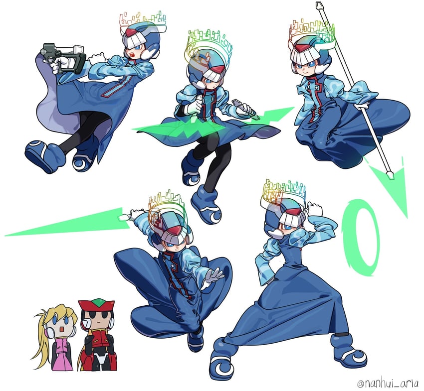 zero, x, zero(z), ciel, and cyber elf x (mega man and 3 more) drawn by nanhui_aria