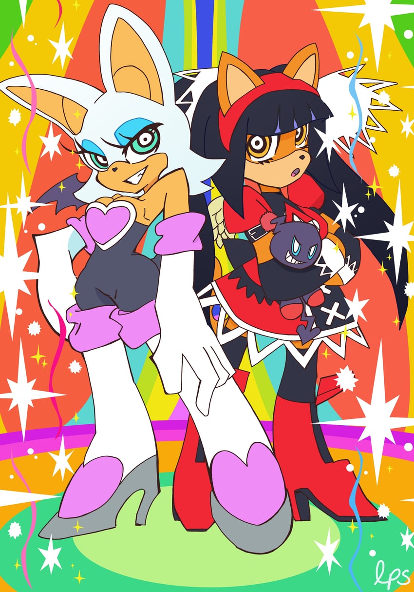 rouge the bat, dark chao, and honey the cat (sonic and 3 more) drawn by loopersum