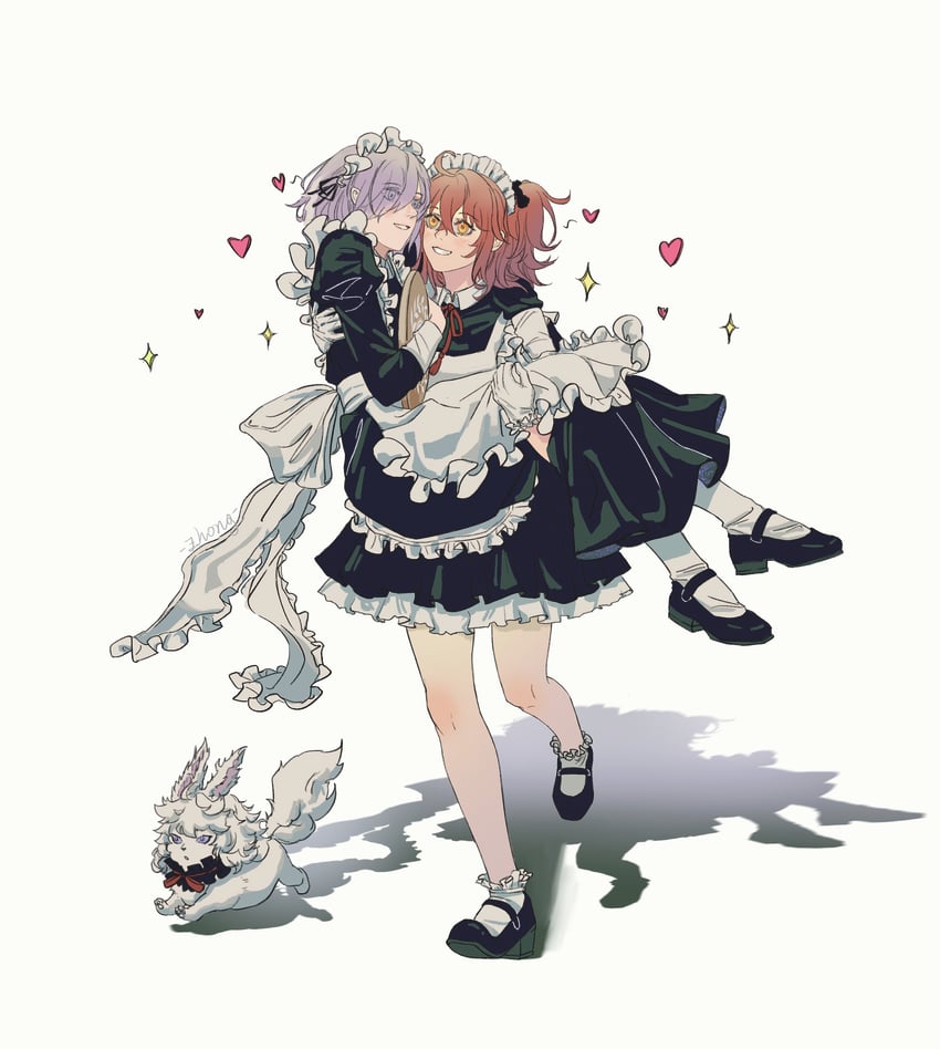 mash kyrielight, fujimaru ritsuka, and fou (fate and 1 more) drawn by bai_zhi_zhong