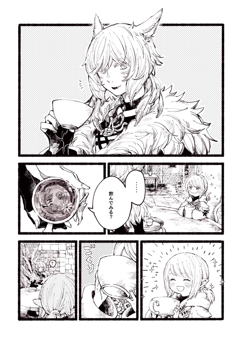 warrior of light, y'shtola rhul, and hikasen (final fantasy and 1 more) drawn by itowo_(itowc)