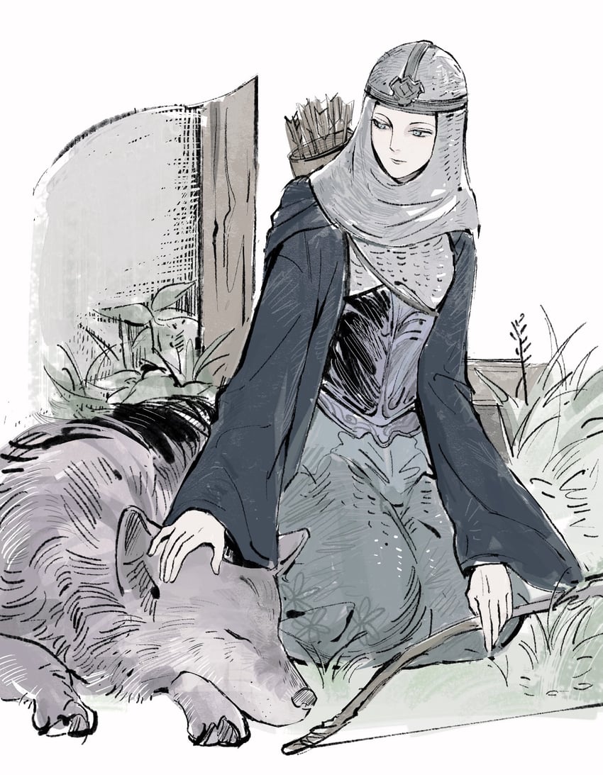 latenna the albinauric and lobo (elden ring) drawn by sqqccca