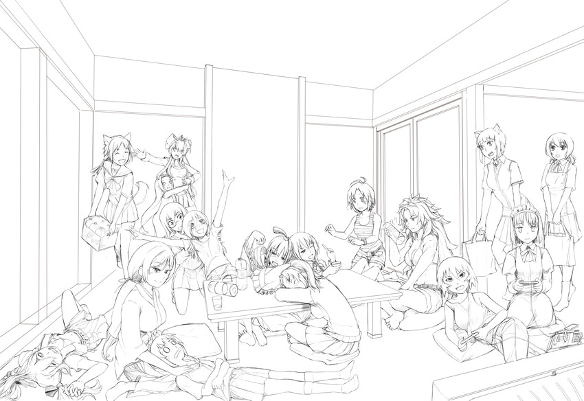 tojo nozomi, kikuchi makoto, kuroki tomoko, kawashima momo, hisui, and 13 more (idolmaster and 18 more) drawn by drawfag