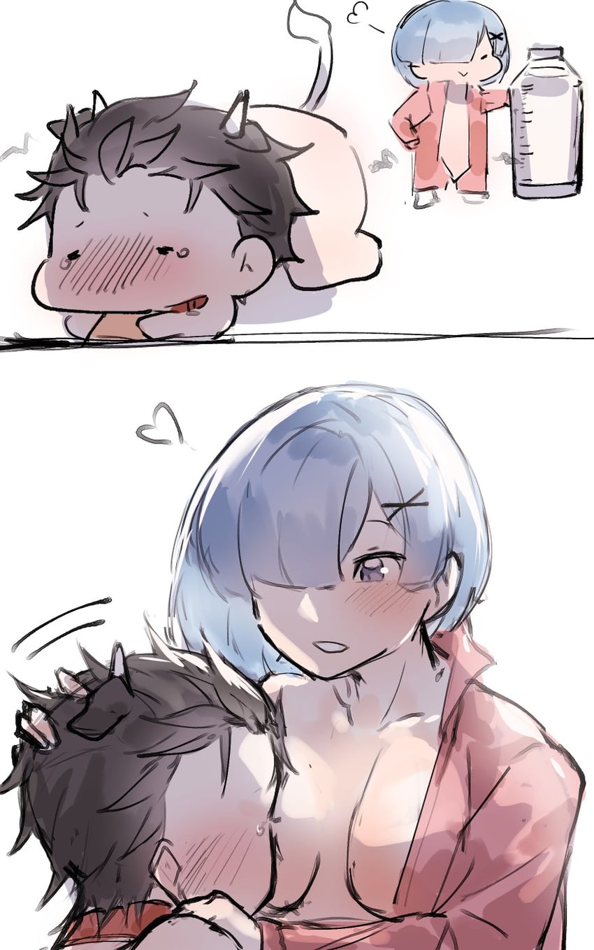rem and natsuki subaru (re:zero kara hajimeru isekai seikatsu) drawn by pink8039