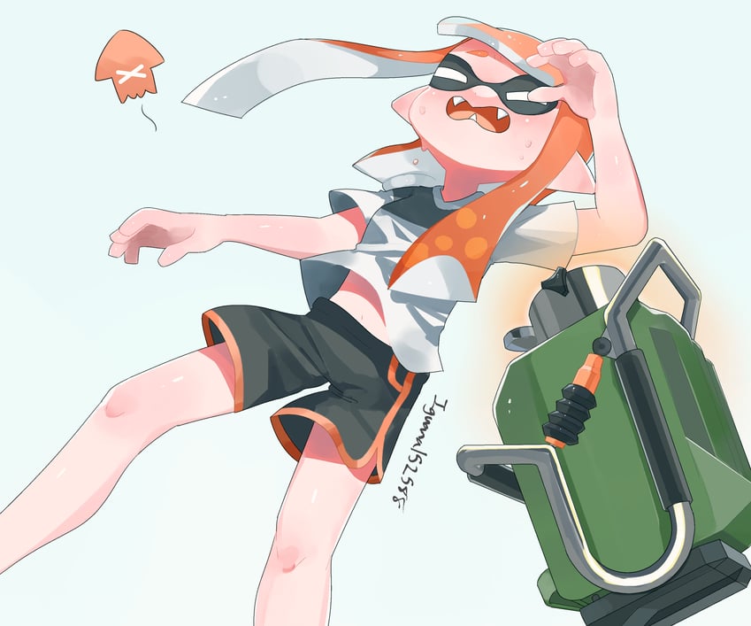 inkling player character and inkling girl (splatoon and 1 more) drawn by iguana152588