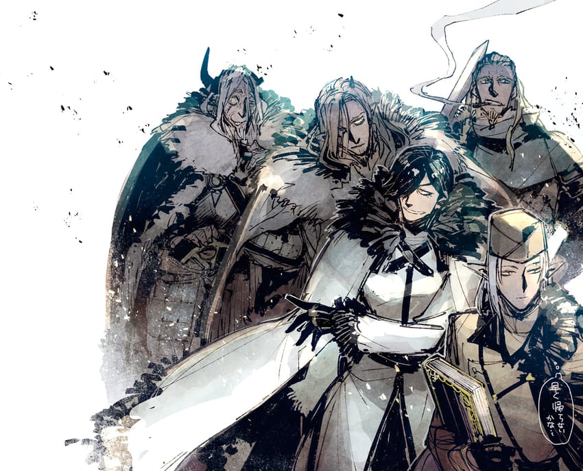 oscar the frozen sea admiral, yeori, sigtor the fang axe, yar, and aurel eccard (pixiv fantasia and 1 more) drawn by akagishi_k
