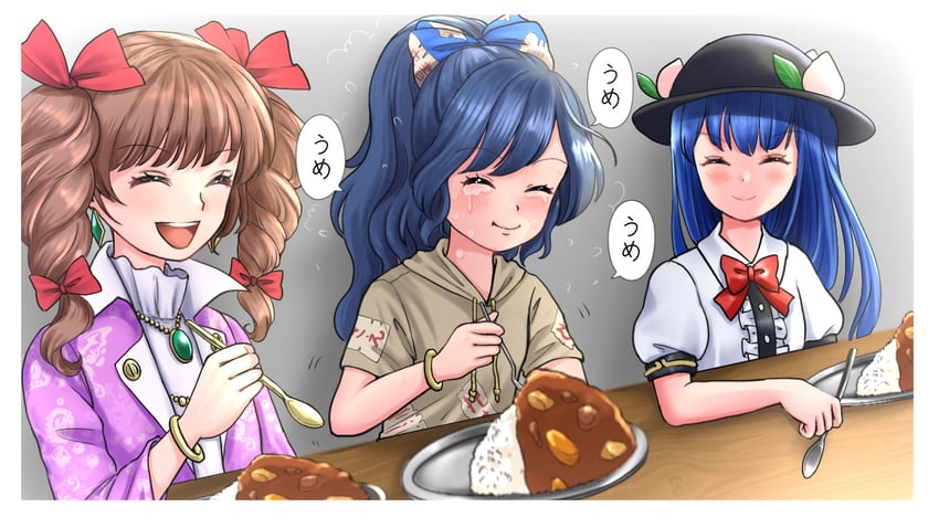 hinanawi tenshi, yorigami shion, and yorigami jo'on (touhou and 1 more) drawn by kyabekko