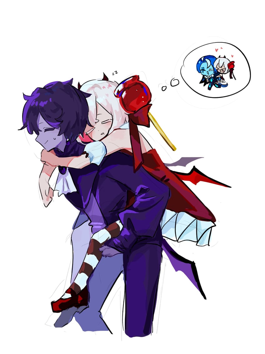 shadow milk cookie, candy apple cookie, and black sapphire cookie (cookie run and 1 more) drawn by on2_889s