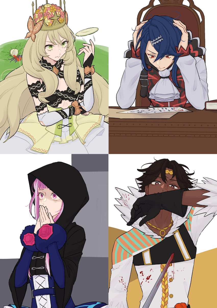 celine, hortensia, alcryst, and fogado (fire emblem and 1 more) drawn by hahm0106