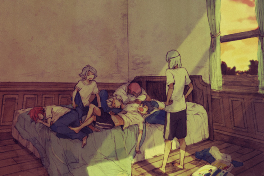 kiyama hiroto, fubuki shirou, gouenji shuuya, sakuma jirou, someoka ryuugo, and 1 more (inazuma eleven) drawn by keshizumi