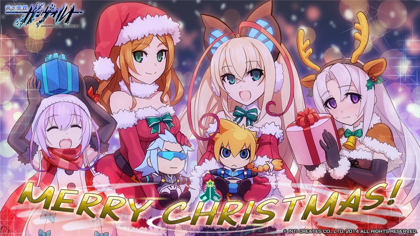 lumen, gunvolt, joule, elise, monica, and 1 more (azure striker gunvolt and 1 more) drawn by hatakeyama_yoshitaka
