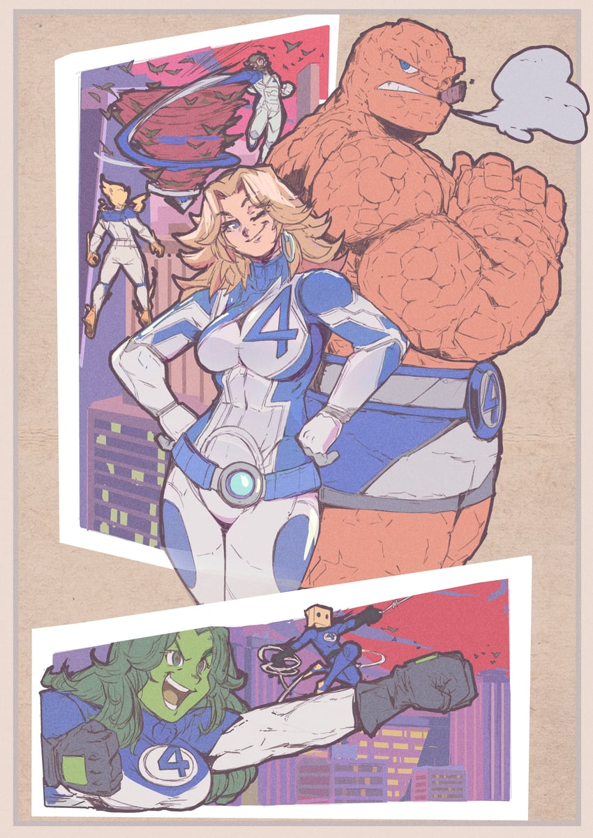 spider-man, sue storm, she-hulk, reed richards, johnny storm, and 3 more (marvel and 4 more) drawn by michel_teru
